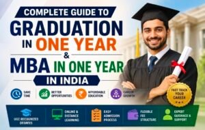 graduation in one year and MBA program a boy holding degree